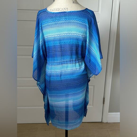 Into the bleu rod Beattie ombré blue beach cover up sheer size small swim - Picture 3 of 9
